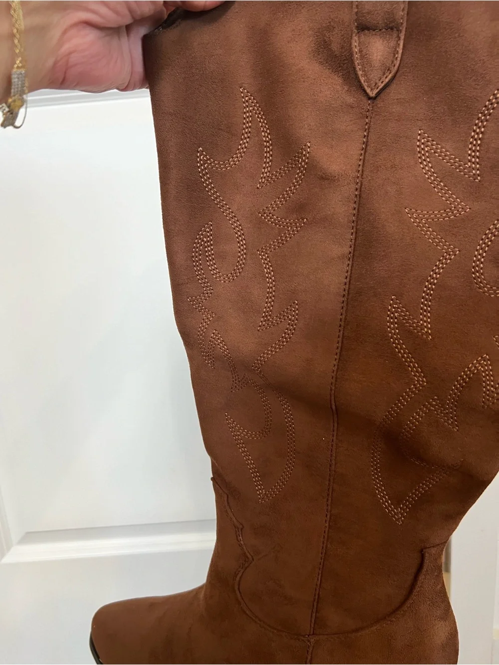 NIB Bellini Urson Vida Moulin Tan Suede Western Knee-High Boot